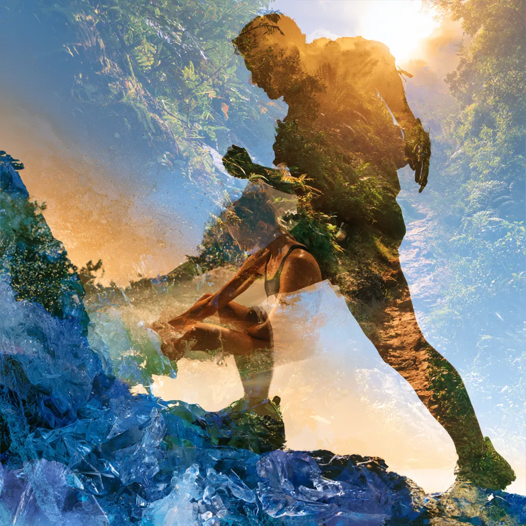 A stunning double exposure photograph capturing an icy silhouette.